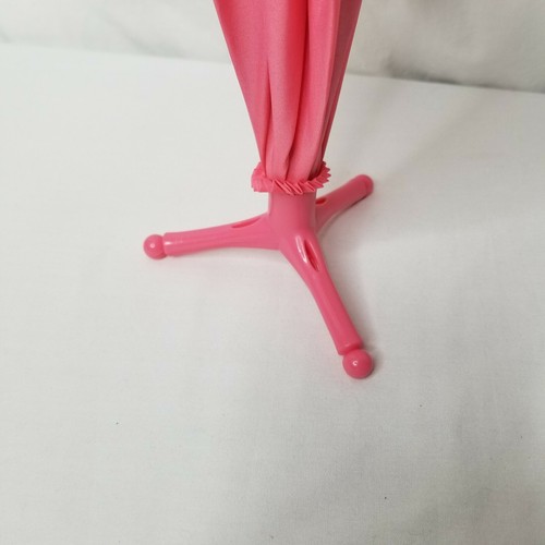 Flamingo Umbrella Pink Standing Cane Push Button Open Rain Gear Ruffles Parasol