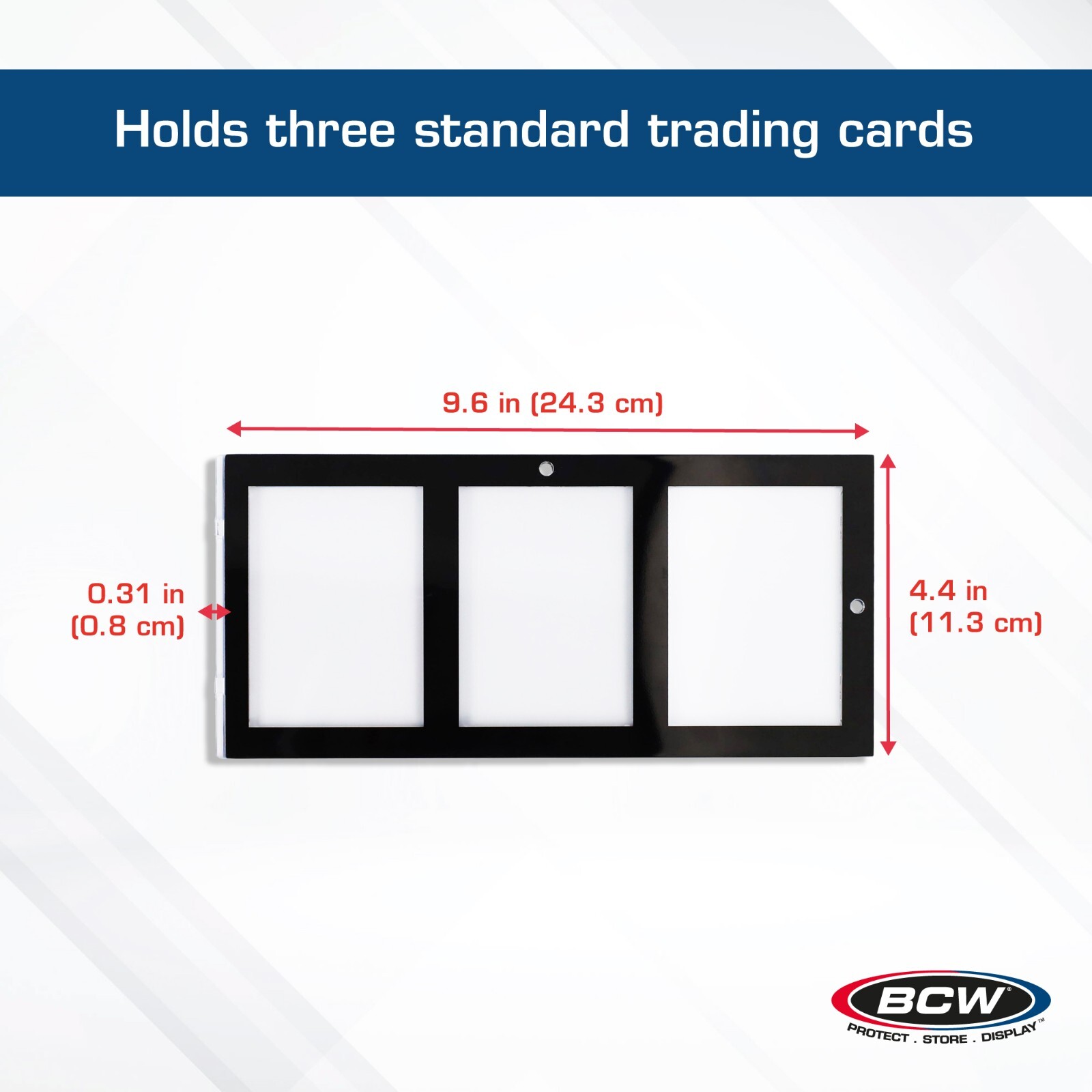 BCW 3 Card Sport Trading Card TCG Magnetic Black Frame Holder Wall Display Case