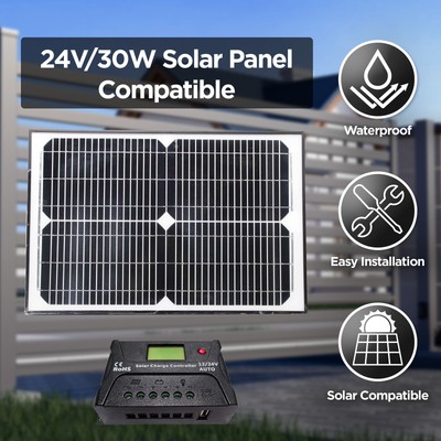 ALEKO Full Kit and Solar Powered Gate Opener for Single Swing Gates up to 880-lb