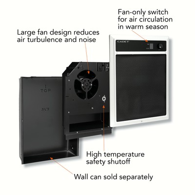 Cadet NLW202TW 6825 BTU 208/240 Volt 2000 Watt In-Wall Fan-Forced Electric Heate