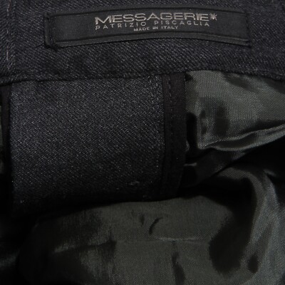 Pre-owned Messagerie 3048ab Pantalone Uomo  Mix Wool Black Melange Trouser Men In Nero