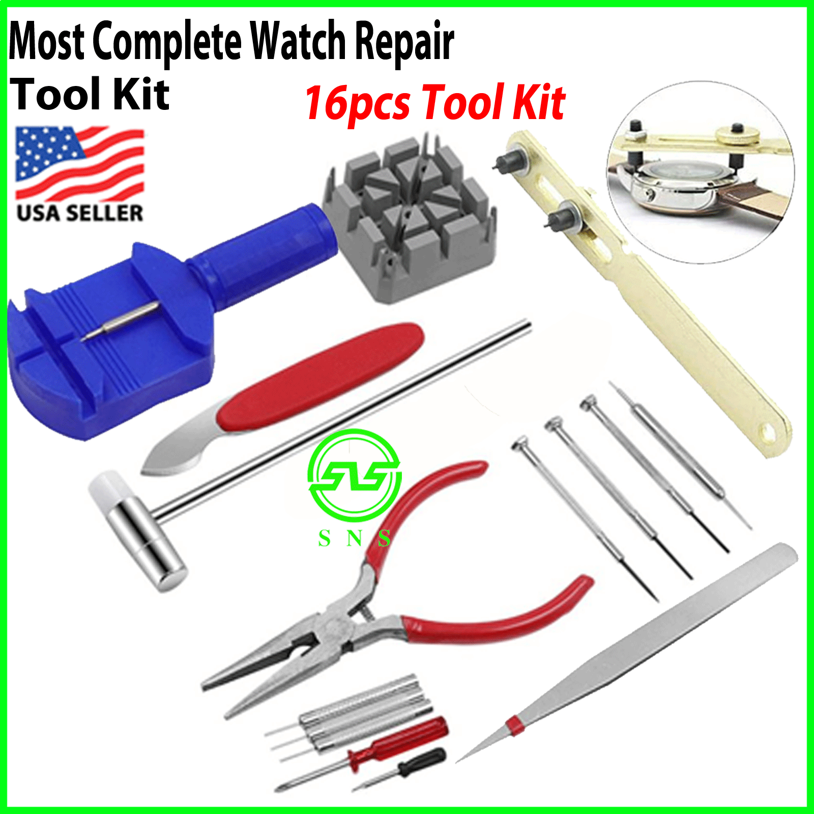 16pcs WATCH Repair Back Opener Kit Tools Band Pin Strap Link Remover Remover New