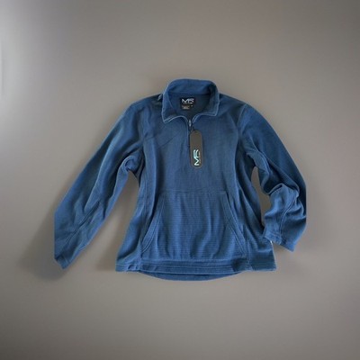 Mack Russo Mens XL Blue Fleece Pullover 1/4 Zip Sweatshirt Kangaroo Pocket NWT