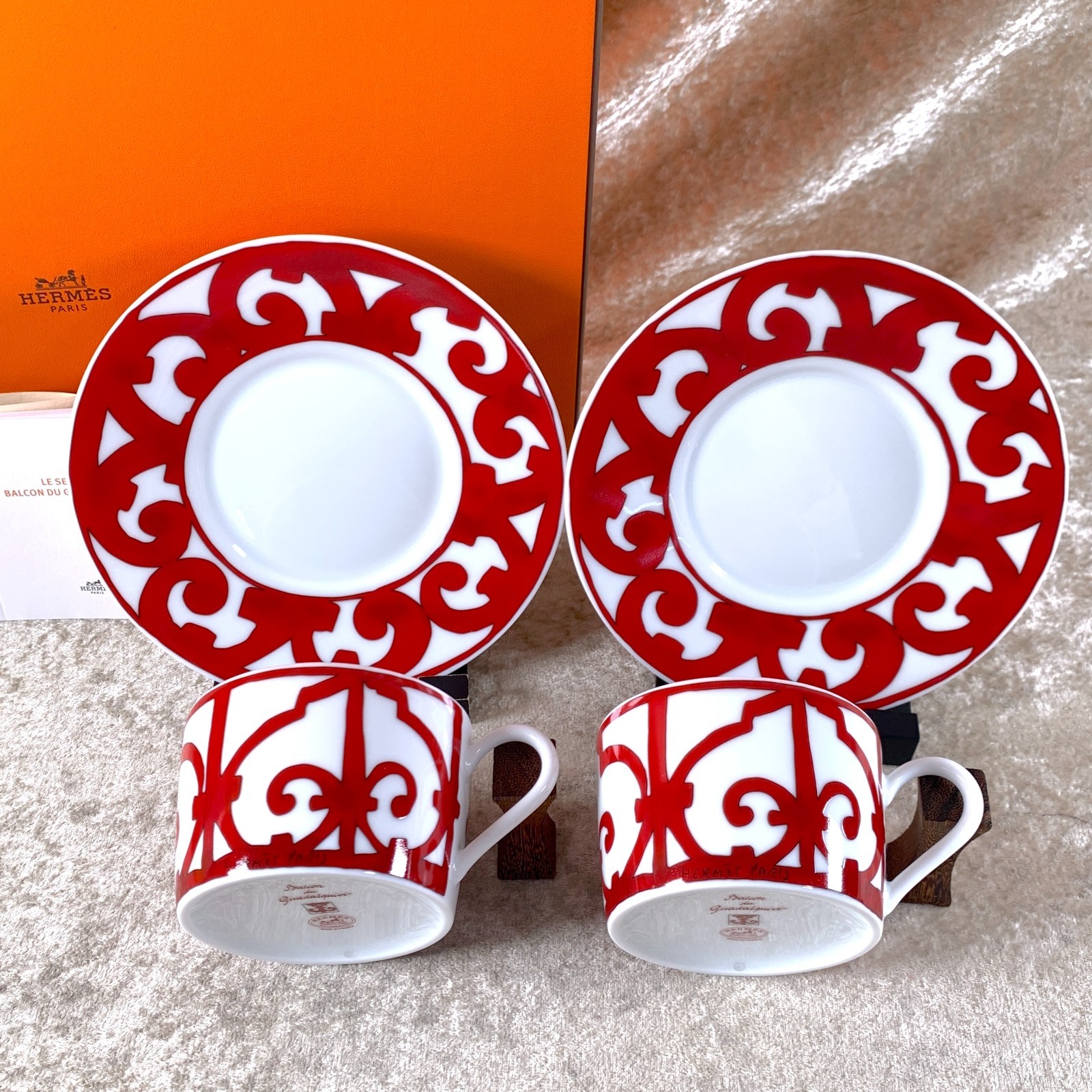 t*6様 WT89 HERMES Salons du Guadalquivir Hermes Tea Cup & Saucer Balcon du Guadalquivir Porcelain