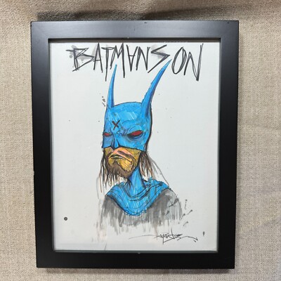 Alex Pardee Batmanson Orignial Art Signed 8x10 Gallery1988 Batman Manson Cult