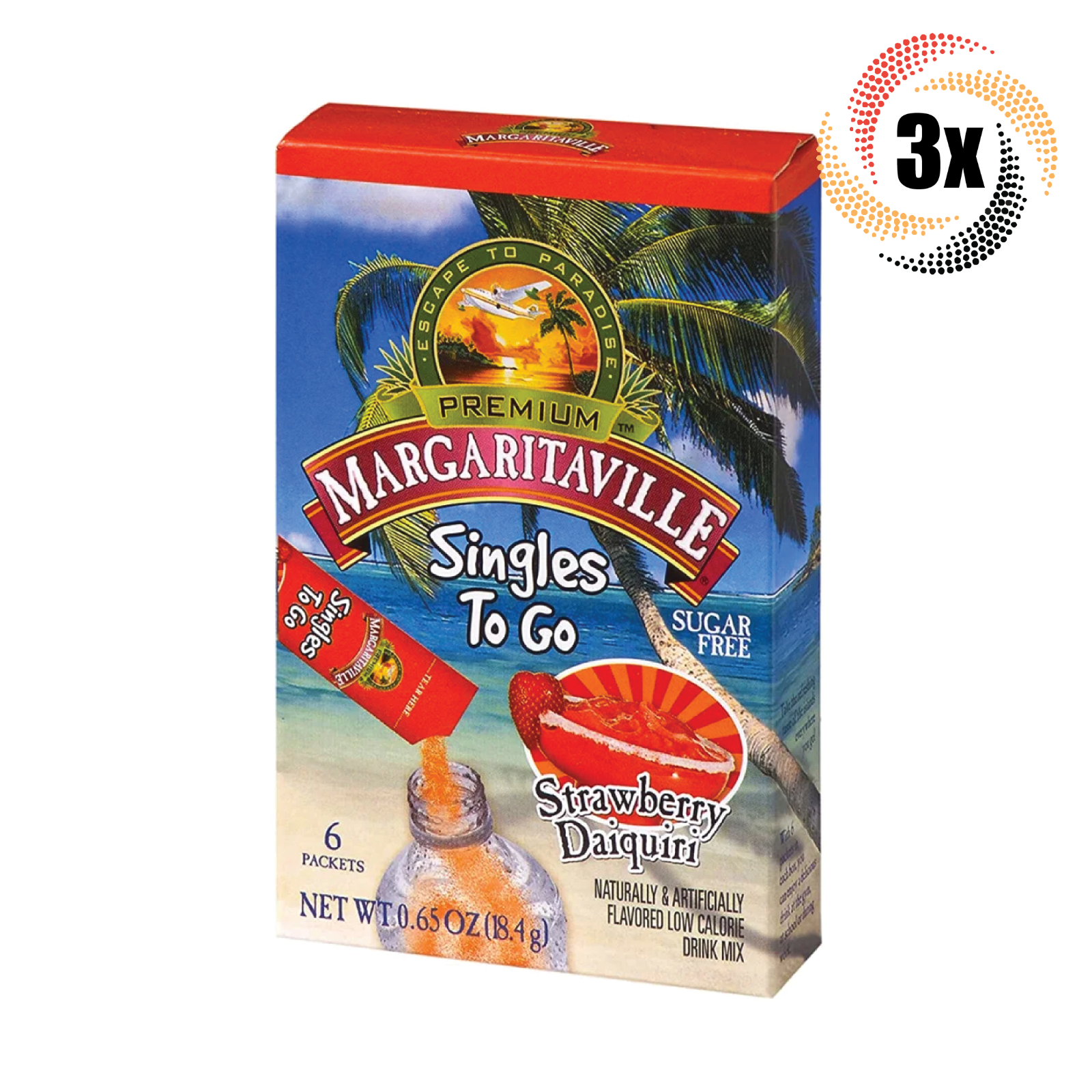 3x Packs Margaritaville Singles To Go Strawberry Daiquiri Dr