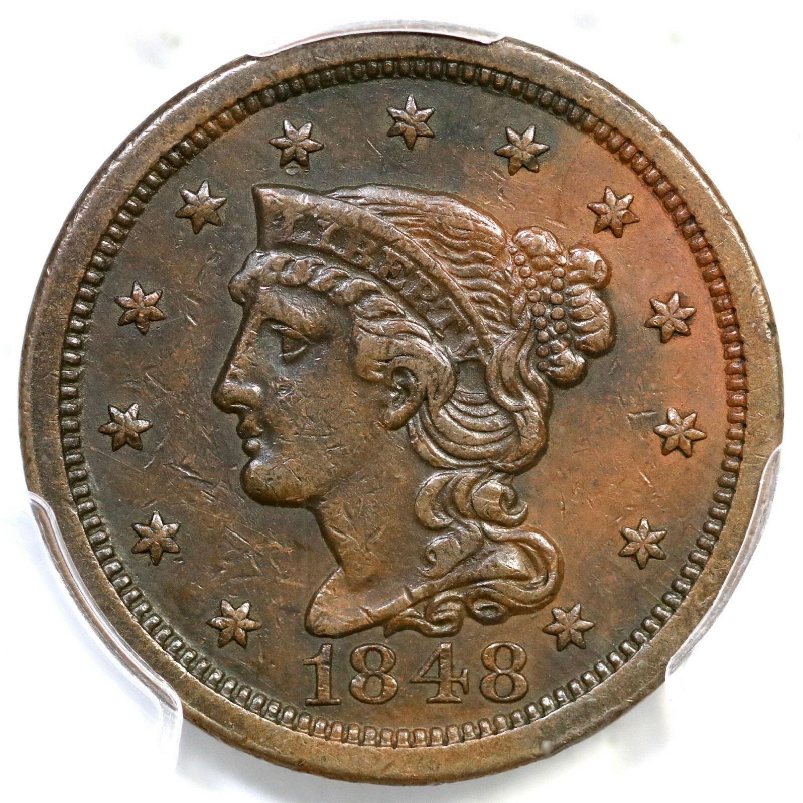 1848 N-32 R-5 PCGS XF 40 Braided Hair Large Cent Coin 1c | eBay