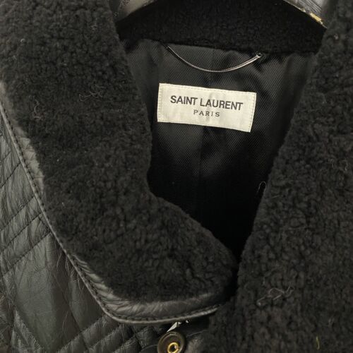 Pre-owned Saint Laurent Shearling Collar Leather Jacket In All Size In Black