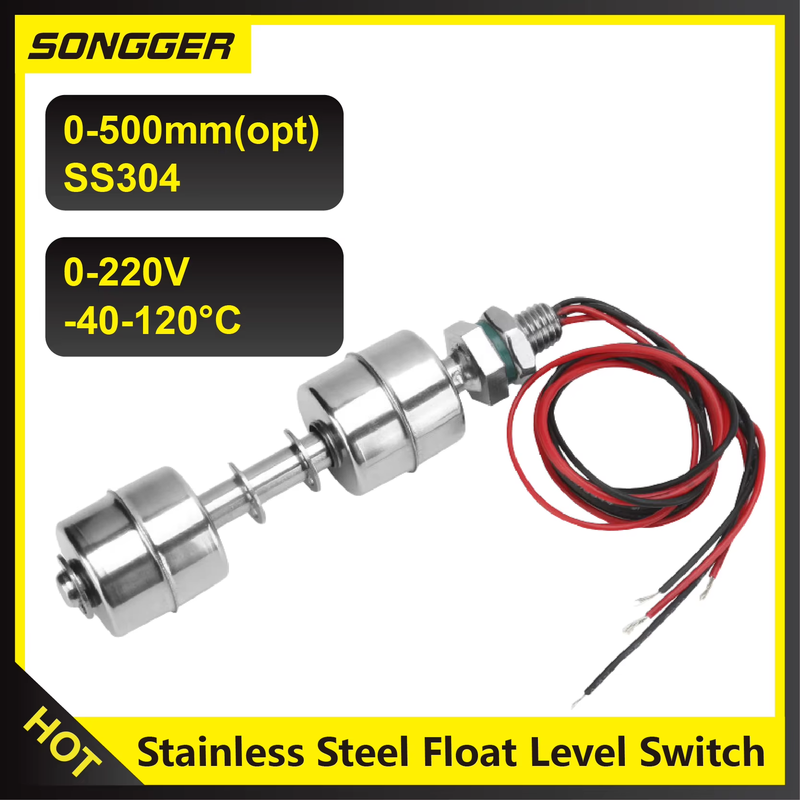 Stainless Steel Float Level Switch Dual Float Water Level Sensor Liquid Level Co