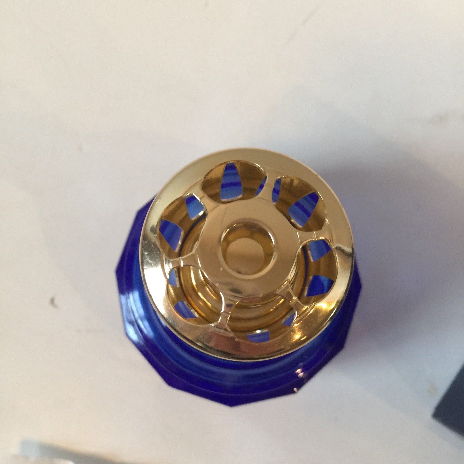 lampe berger paris cobalt blue glass diffuser 27520 with box gold accents