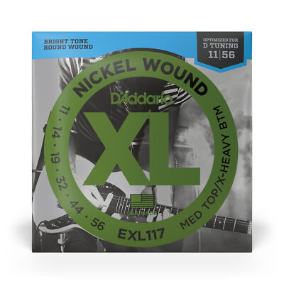 D'Addario EXL117 Nickel Medium Top/Extra Heavy Bottom Guitar Strings 11-56