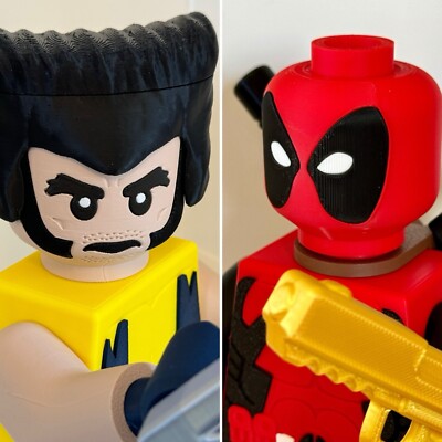 3D Printed - DEADPOOL & WOLVERINE XL Brick Figure Buddy Pack! / Lego Inspired