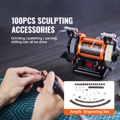 3" BenchTop Jewelry Polisher Buffer Double-head Bench Grinder Speed Adjustable