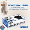 BBQ Gloves Set, 4 Reusable Cotton Glove Liners and 100 Disposable Nitrile Gloves, for Heat Resistant Cooking, Grilling Accessories, Food Prep and Smoker, Guantes de Barbacoa Nitrilo