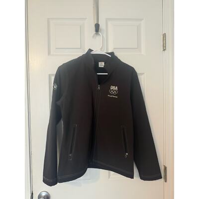 Team USA Olympics Apparel Full Zip Softshell Black Jacket BMW Partner Sz: Medium