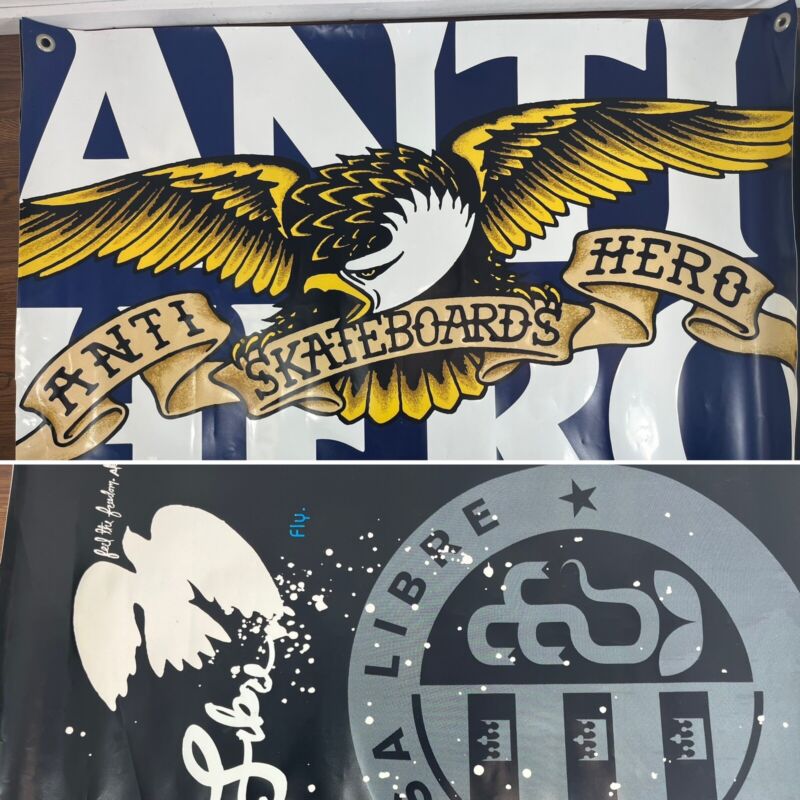 2 x Skateboard Banners 24” x 36” Anti Hero and Rasa Libre - RARE