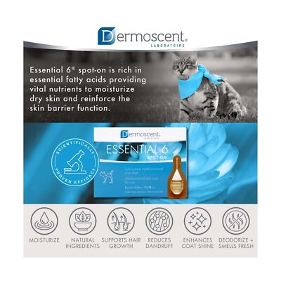 Essential 6 spot-on for Cats - Skin Care for Dandruff Dry or Oily Skin & Hair...