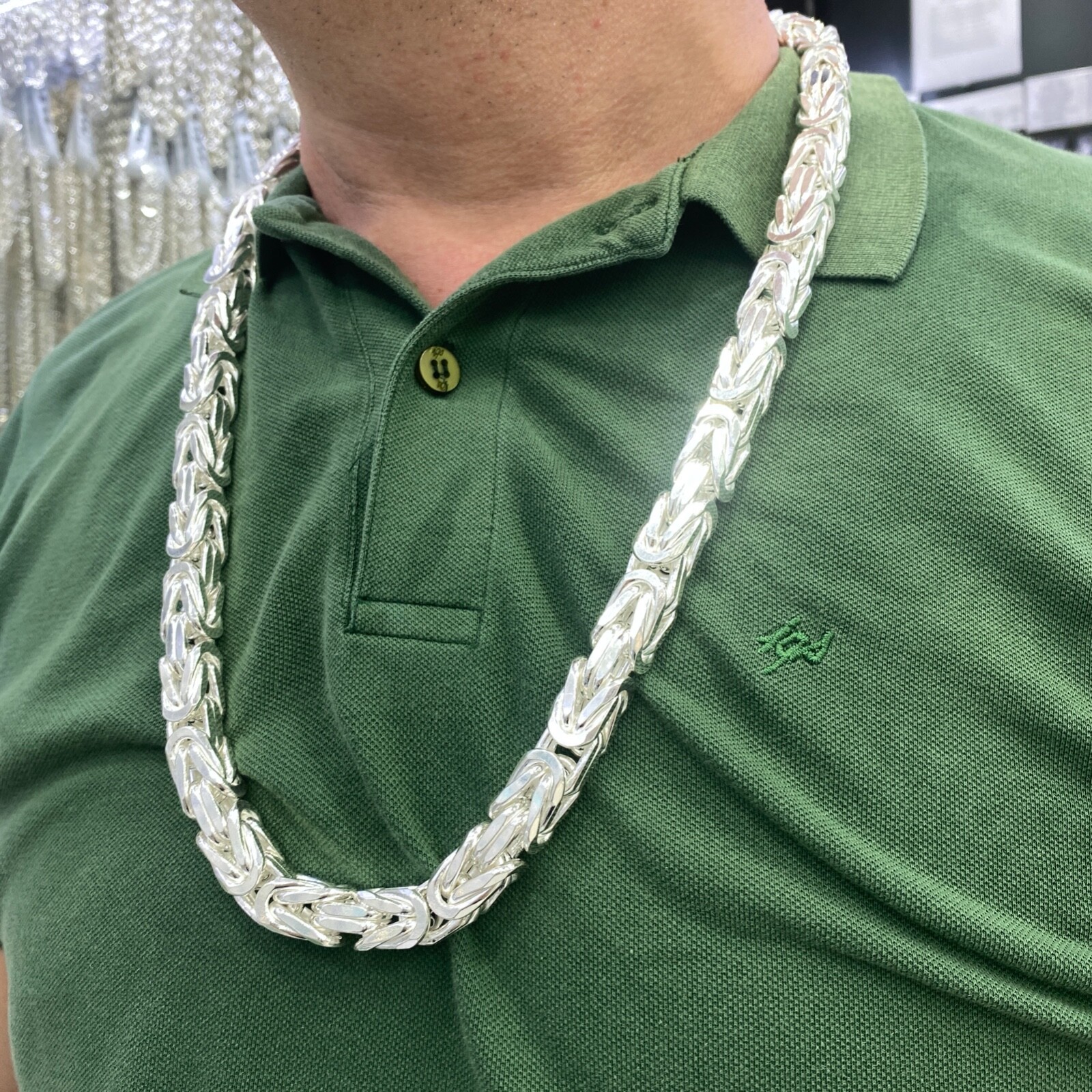 Pre-owned Handmade 12mm Byzantine Mens Silver Chain 925 Solid Sterling Silver 615gr 31.10"