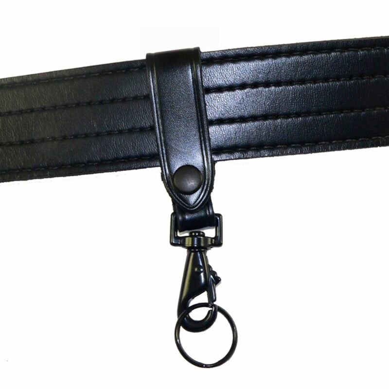 Leather Key Strap Police Belt Keeper Swivel Key Ring Black Corrections CBP