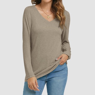 Going Out Tops for Women Womens Solid Color Trendy Loose Long Sleeved Tunic Top