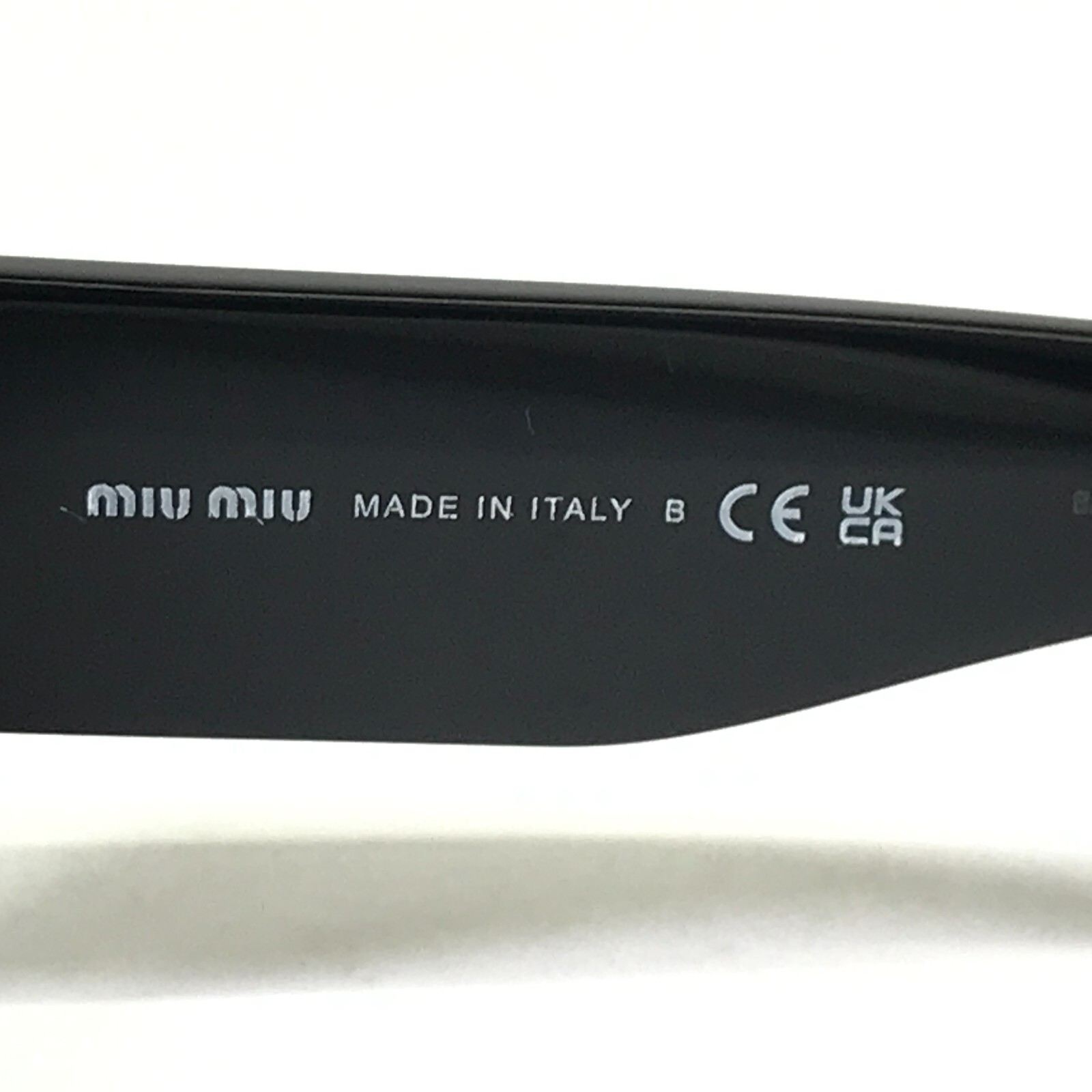 Pre-owned Miu Miu Sunglasses Smu03z 1ab-5s0 Polished Black Gold Cat Eye Frames 54-17-140 In Gray