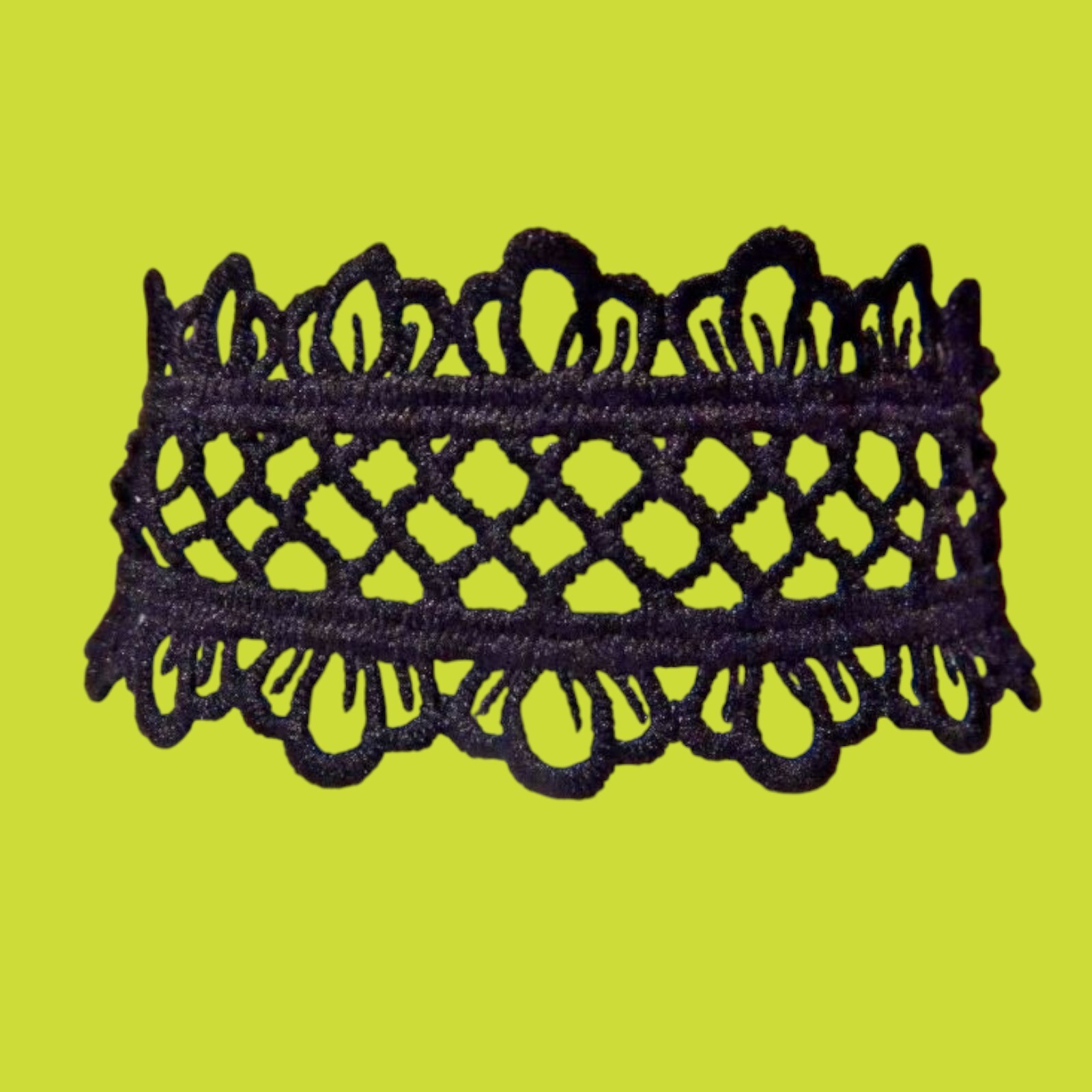 BLACK LATTICE BAND WIDE CHOKER lace collar gothic crochet