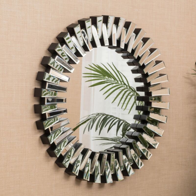 Modern Glam Circular Sunburst Wall Mirror