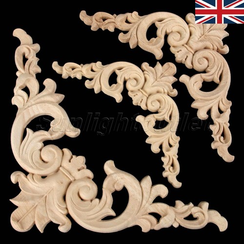 European Wood Carved Corner Onlay Applique Decals Frame Furniture