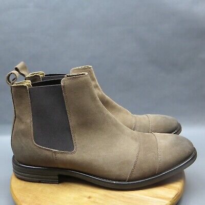 Aldo Chelsea Boots Size 12 Brown Suede Cap Toe Pull On Dress Shoes