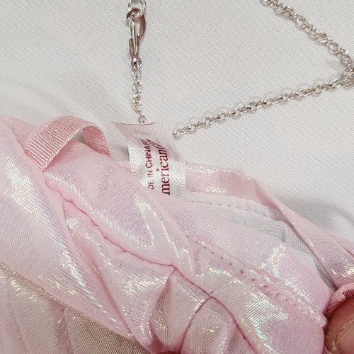 18" American Girl Doll Emily's Holiday Silver Pearl Drop Necklace + Pink Pillow