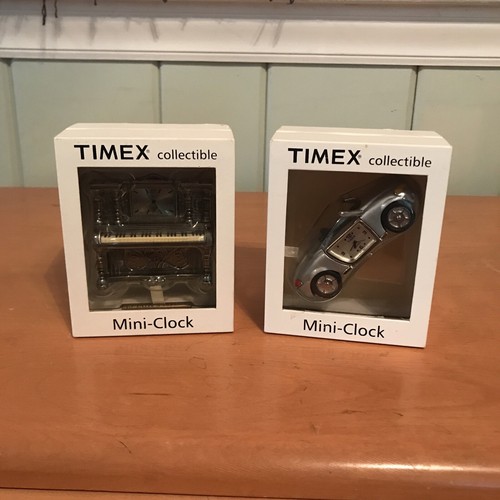 Vintage Timex Collectible Mini Clock Set of 2 Car & Piano