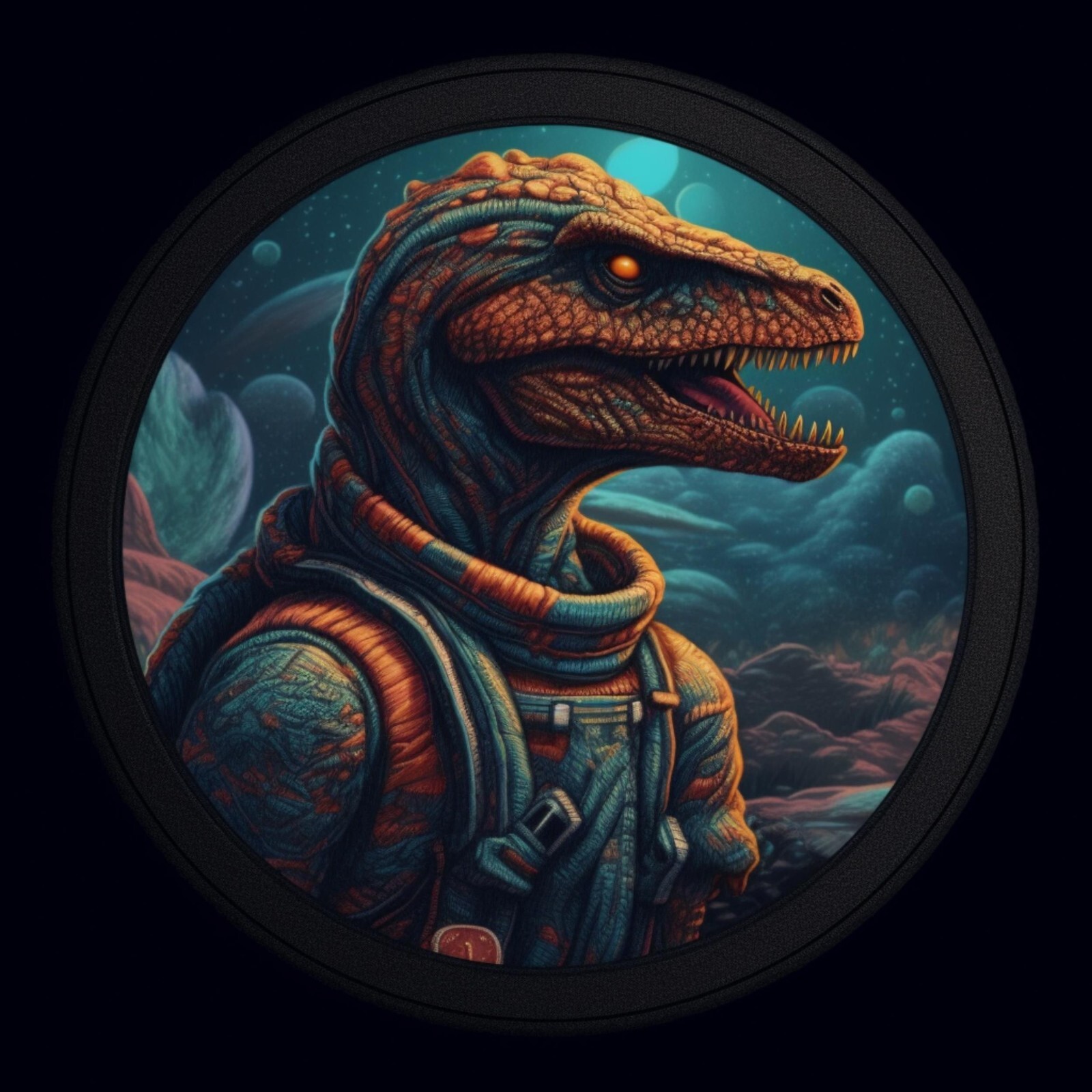 Dinosaur Astronaut Patch Iron-on Applique Halloween Cosplay Sci-Fi Decorative