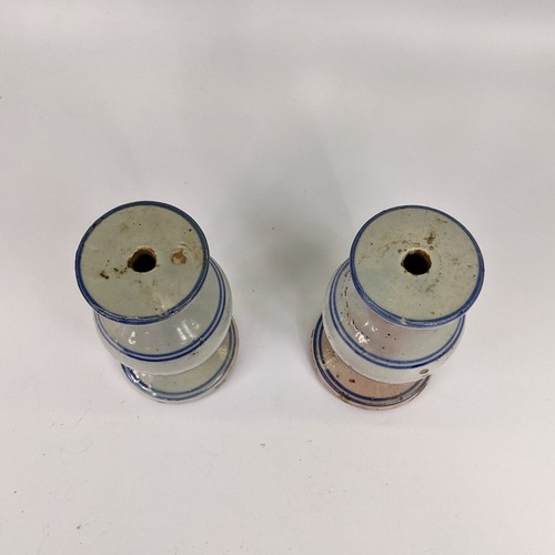 18th century Pair Of blue and white Ceramic candle holders