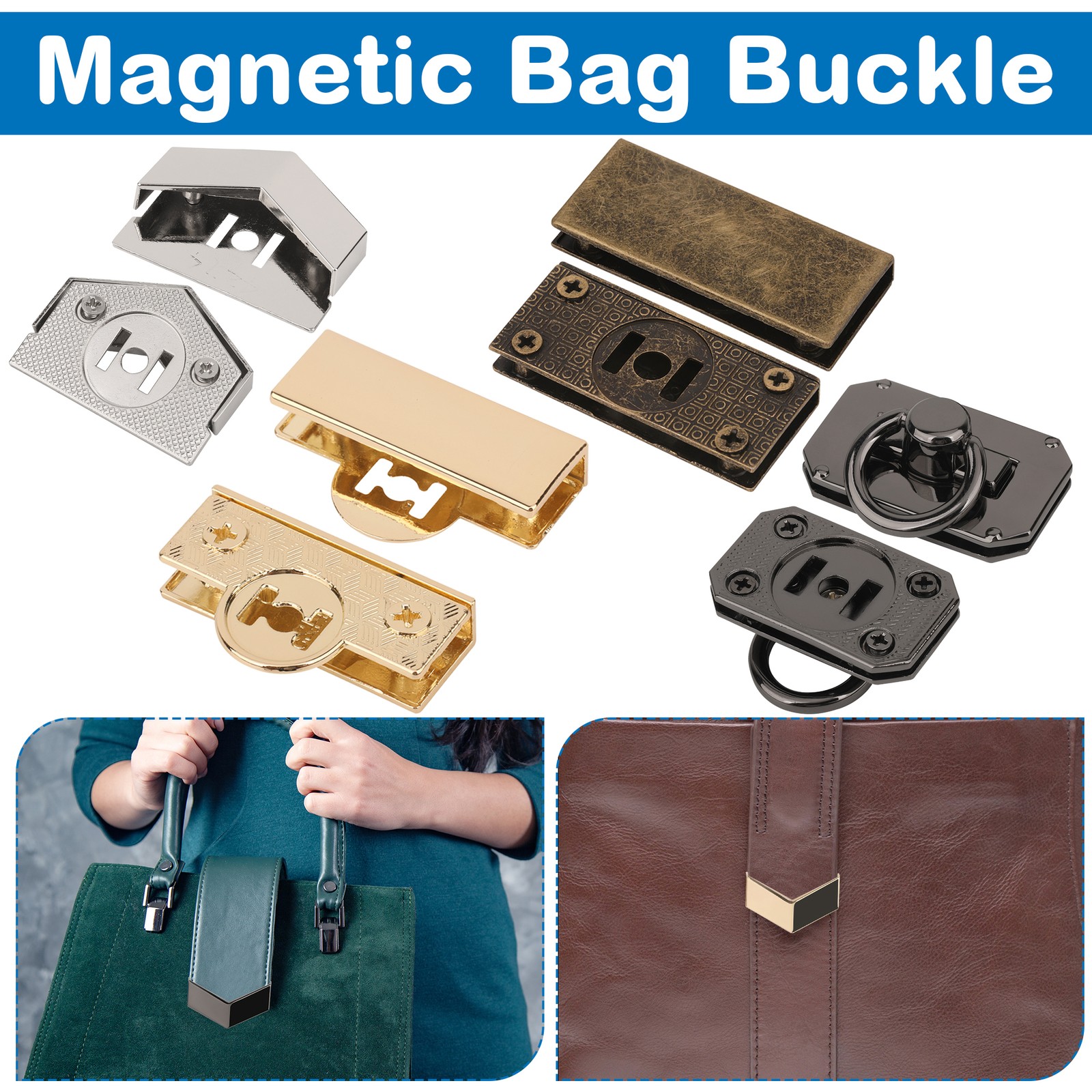 Rectangular Edge Clip Plates with Rounded Locking Flap Cover Leathercraft Bags