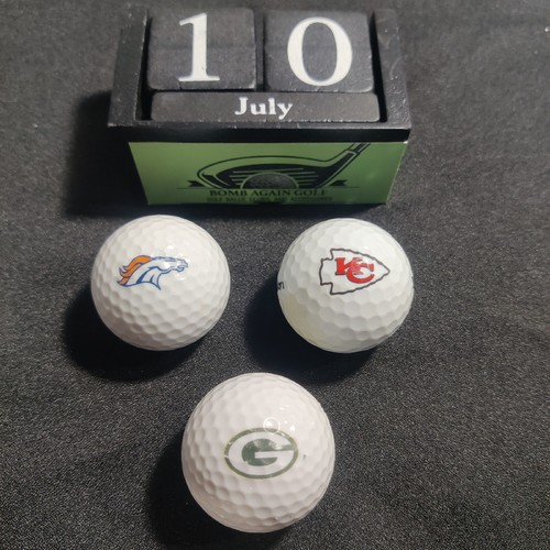 S (3) Golf Balls Chiefs , Broncos , Packers