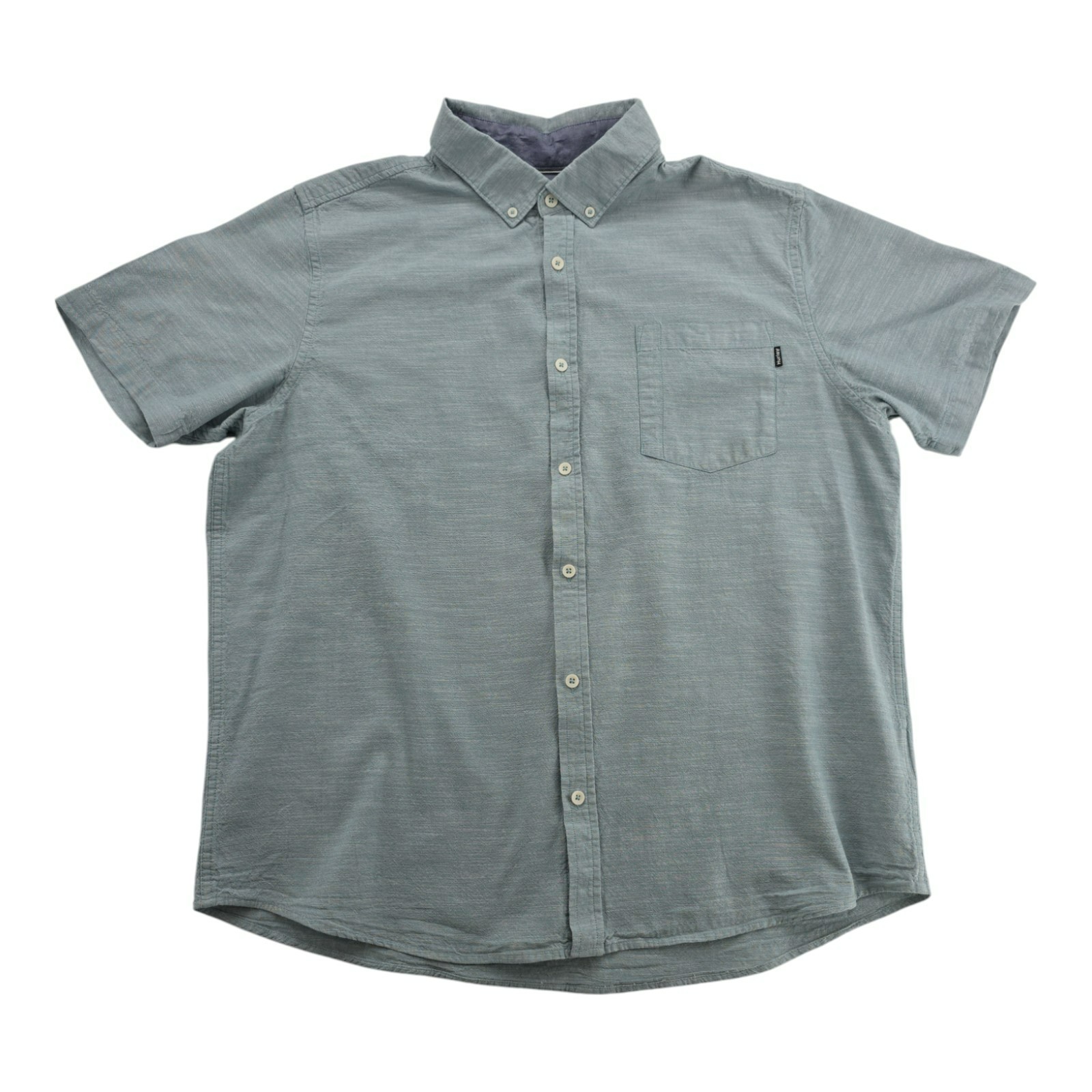 Hurley Men's Light Blue Slub Button Down Shirt Short Sleeve Size XL
