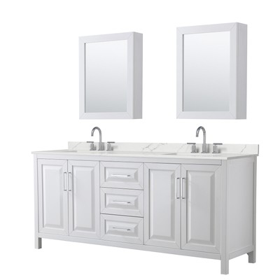Wyndham Collection WCV252580D-QTZ-US3MED Daria 80'' - White / Giotto Quartz Top /