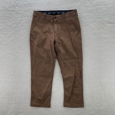CAT Caterpillar Pants Mens 34x30 Brown Canvas Stretch Utility Outdoor Workwear