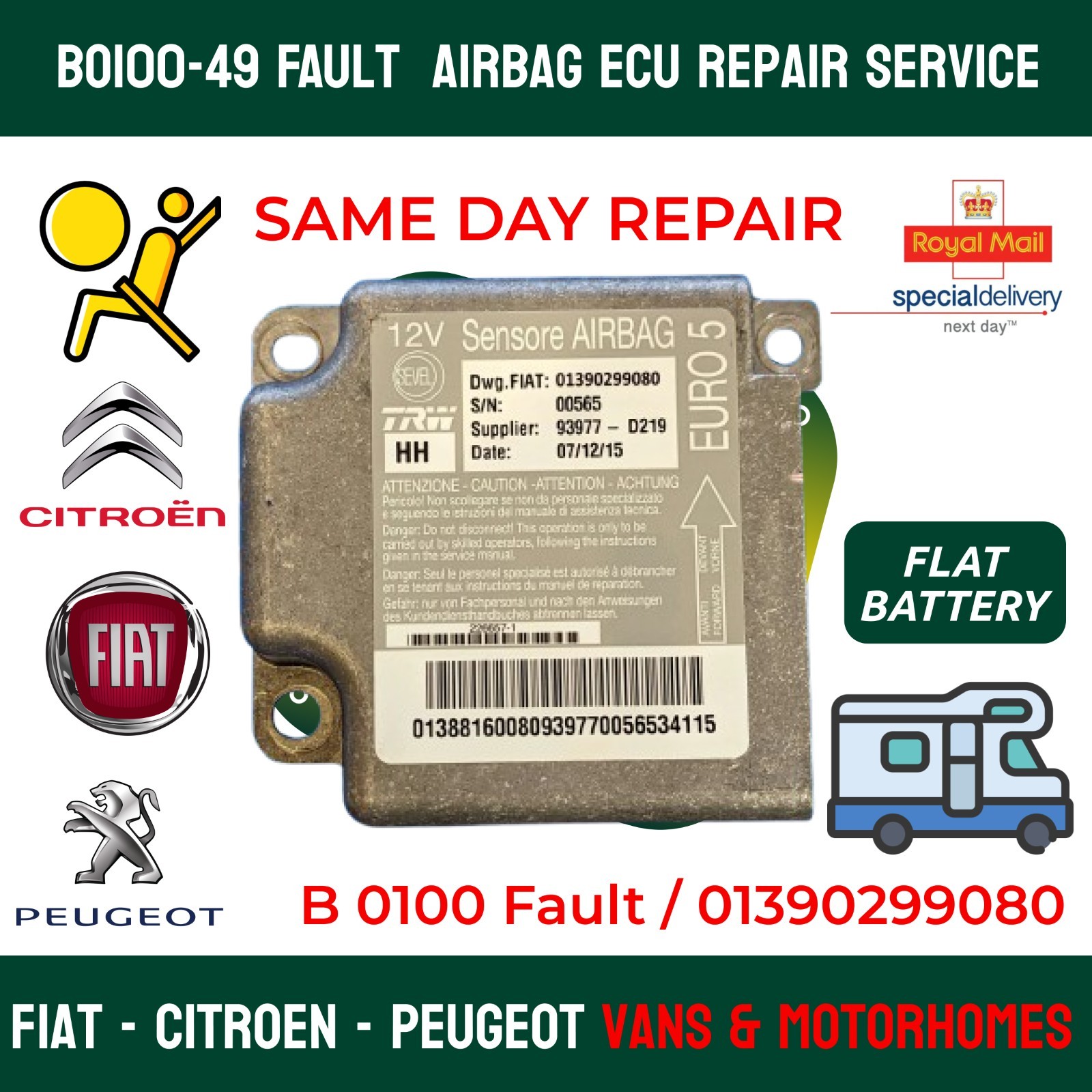 Fiat Ducato, Peugeot Boxer Citroen Relay 01390299080 B0100 Error Repair Service
