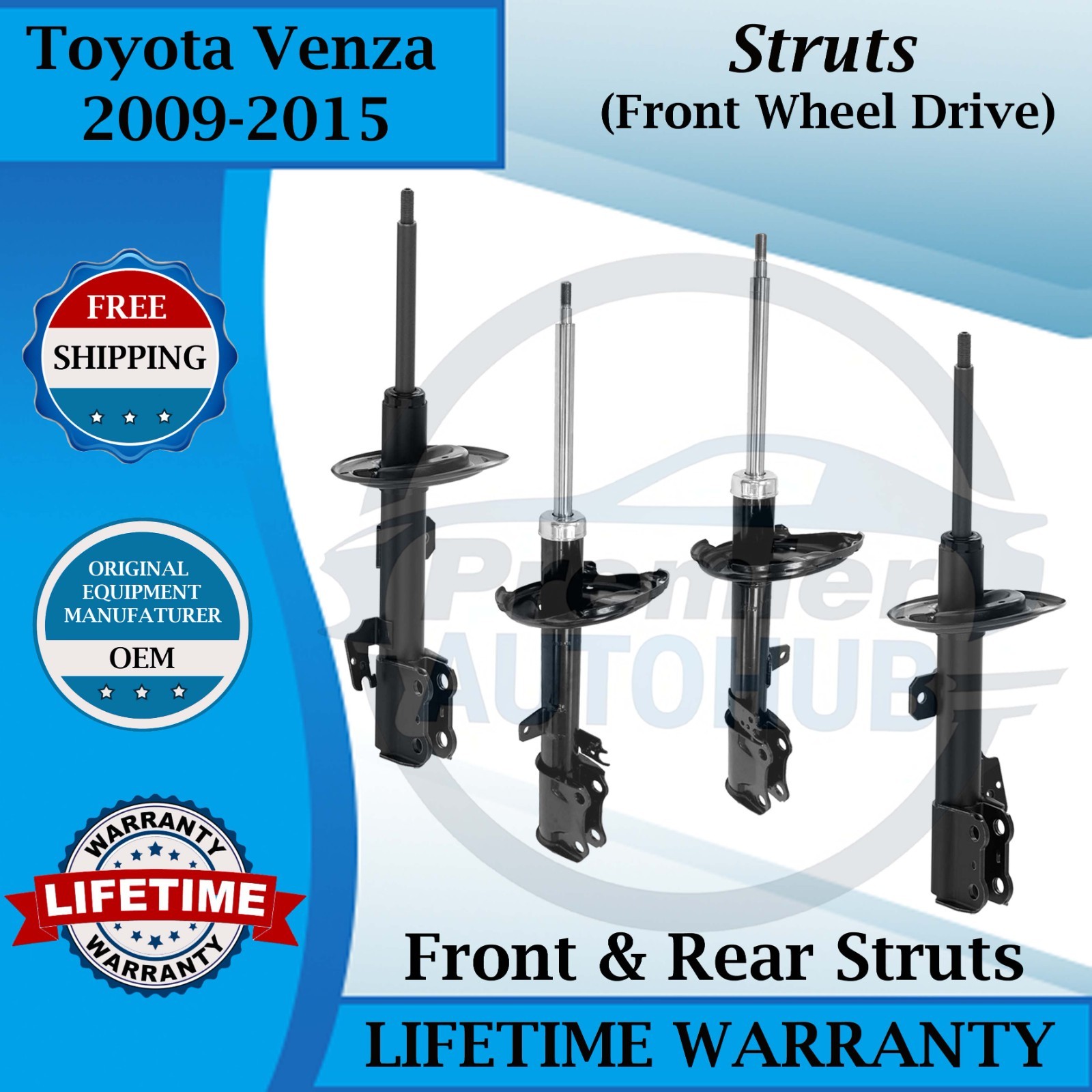 Monroe OEM Front & Rear Struts For 2009-2015 Toyota Venza 2WD Lifetime Warranty