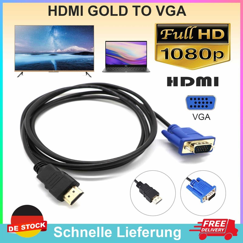 HDMI auf zu VGA Kabel 1,8m Video HDMI Kabel Adapter für HD 1080P TV Monitor
