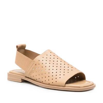 Sergio Moretti Damen Beige Ledersandalen Peeptoe Freizeit SMR6044-26136BEI