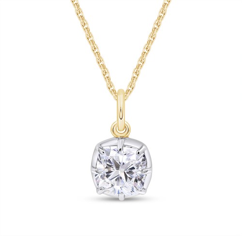 5/7 Ct Cushion Cut Diamond Solitaire Pendant Necklace 10k Solid Gold Lab Grown