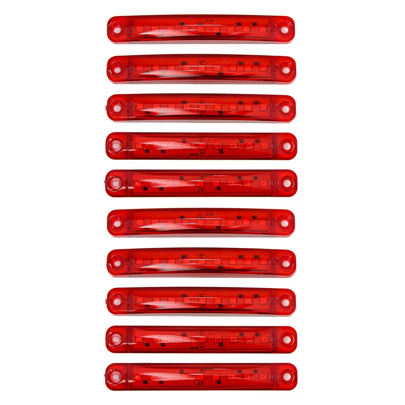 10 luces  posición terales rojas  9 LED, 12/24 V,  camion, coche y remolque