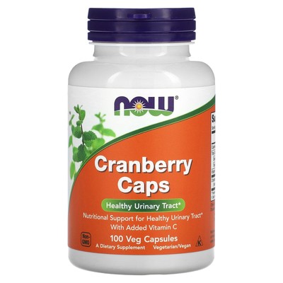 Now Foods Cranberry Caps 100 растительных капсул с гарантией качества GMP, кошерный, веганский,
