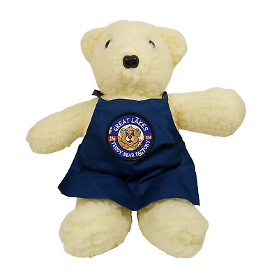 Great Lakes Teddy Bear Factory 17'' Plush White Sherpa Fur Bear Apron Stuffed Toy