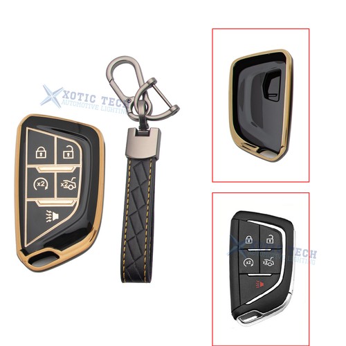 Black Full Protect Key Cover Holder w/Keychain For Cadillac CT5 CT6 CT4 XT4 XT5