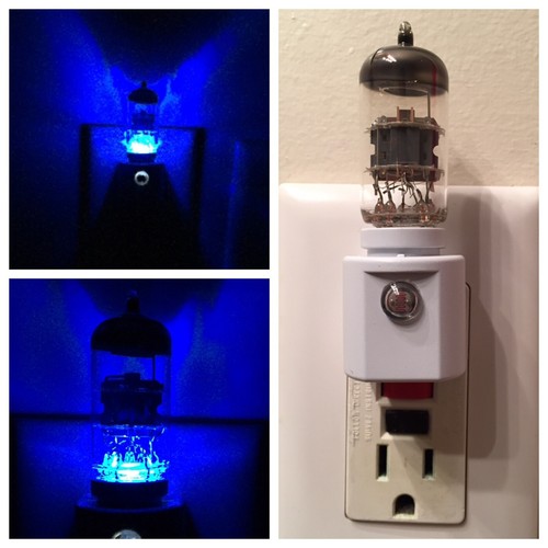 Vacuum Tube Amber Glow LED Night Light with Collins Yaesu Ham Radio TV Valve