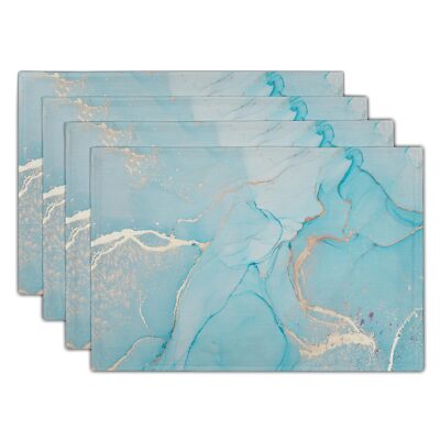 Marble Placemats Set of 4 Teal Turquoise Marble Table Mats 12 X 18 Inch Abstr...