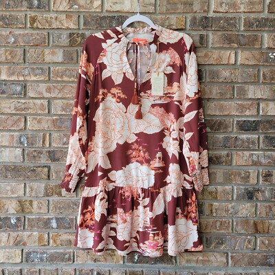 Maaji Women's Size Small Wonderland Dreams Floral Cover Up Dress Tassels NEW